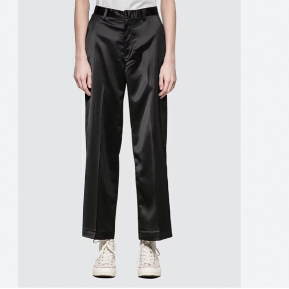 X-GIRL BLACK SATIN HIGH WAIST WIDE PLEATED LEG PANTS - XS - Picture 1 of 9